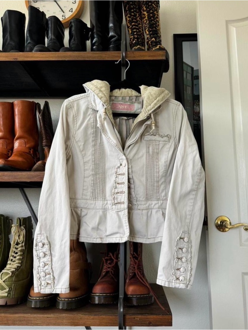 Nori Jewelry Cream Hooded Cotton Jacket